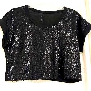 Black sequins crop top